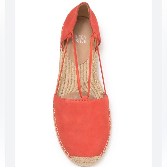 Eileen Fisher Lee Tangelo Orange Tumbled Nubuck D’Orsay Espadrille Flats NWOB - Picture 3 of 13